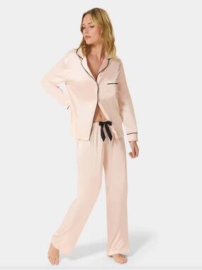 Bluebella Blush Pajama Set with Black Trim